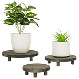 Soporte Plantas Redondo, Juego De 3 Soportes De Madera ...