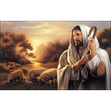 Jesus Buen Pastor 60x90 Con Bastidor Lienzografía Impresión