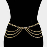 Body Chain Cinto De Camadas De Correntes Dourado Feminino 
