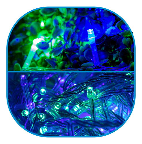 Serie Navidad 200 Luces Led 10mts Azul Y Verde 8 Tiempos