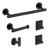 5 Piezas Accesorios De Baño Acero Inoxidable Negro / Plata