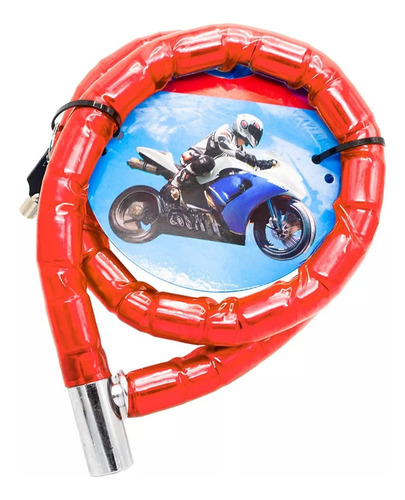 Linga Cadena Para Motocicleta Bicicleta Antirrobo Moto Tipo Rulo Con Llave Con Soporte Color Rojo