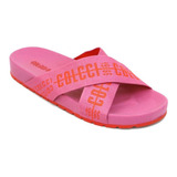 Chinelo Slide Colcci Carine Feminino Rosa Logomania