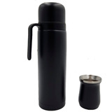 Termo De Acero Inoxidable 1l + Taza Mate 160ml Negro Bresee