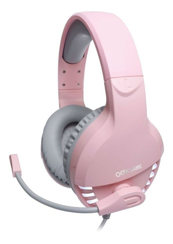 Headset Gamer 7.1 Oex Hs414 Pink Fox Usb Led Rosa