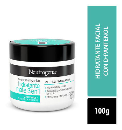 Crema Facial Neutrogena Hidratante Mate 3 En 1 De 100gr Momento De Aplicación Día/noche Tipo De Piel Piel Mixta A Grasa