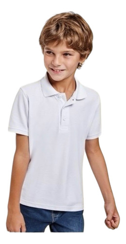 Polera Pique Niños Manga Corta Cuello Polo Algodón Unisex