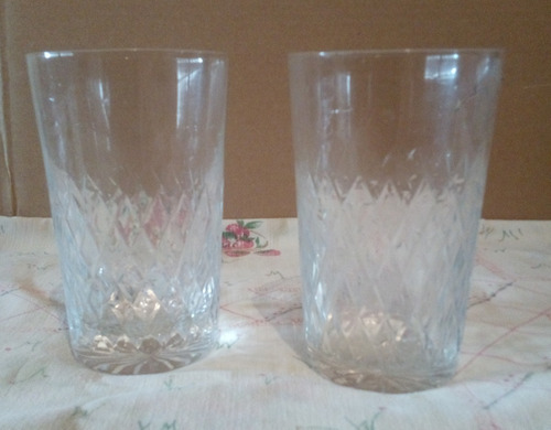 Vasos De Whisky Grandes (2) Tallados Tipo Rombo