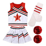 Conjunto De Uniforme De Animadora Para Niñas Con Top Corto, 