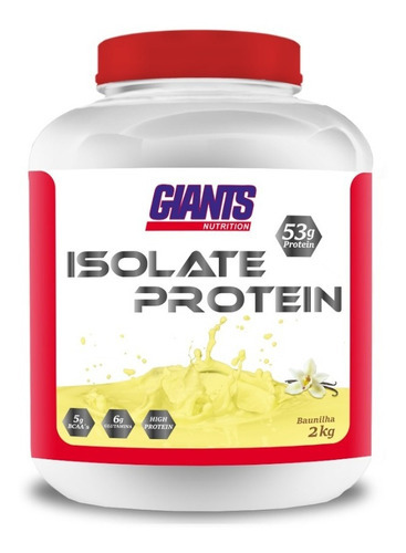 Isolate Protein 2kg Bcaa Glutamina Whey 53g Protein Giants Sabor Baunilha