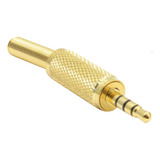 Conector Ficha Miniplug Macho 3.5 Mm Estereo Metálico Dorado