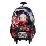 Mochila Demon Slayer Nezuko Escolar Infantil Com Rodinhas