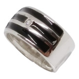 Anillo Oro Blanco 18k Laminado Hombre Mujer Esmaltado Negro 