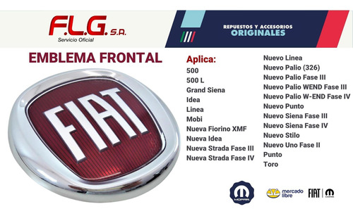 Emblema Frontal Fiat Original Fiat Nueva Idea Sporting 11/16 Foto 5