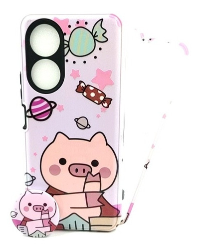 Case Cerdito + Mica Cristal Para Honor X7