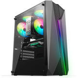 Gabinete Gamer Com Led Rgb Lateral Em Vidro Hayom Cor Preto