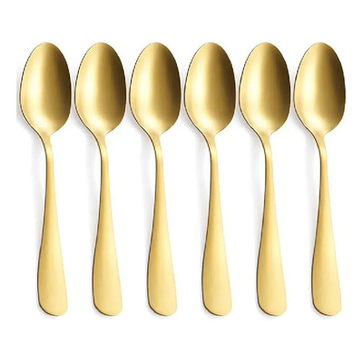 Cucharas De Cocina De Acero Inoxidable Aleissi Cuchara Postre Cuchara Postre Pack Por 6 Unidades Con Mango De Color Dorado | Meses sin interés
