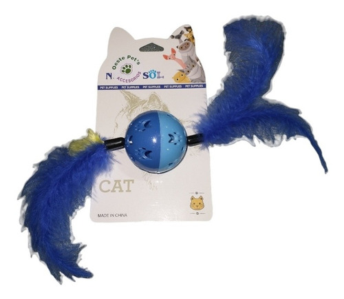 Juguete Para Gato Interactivo Pelota Con Plumas Y Sonajero