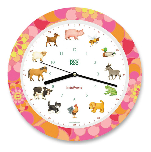 Kookoo Kids World Sunny Flower, Reloj De Pared Para Niños Co