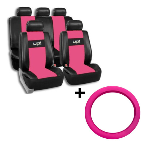 Funda Cubre Asiento Para Up Rosa + Cubrevol Rosa Silicona 