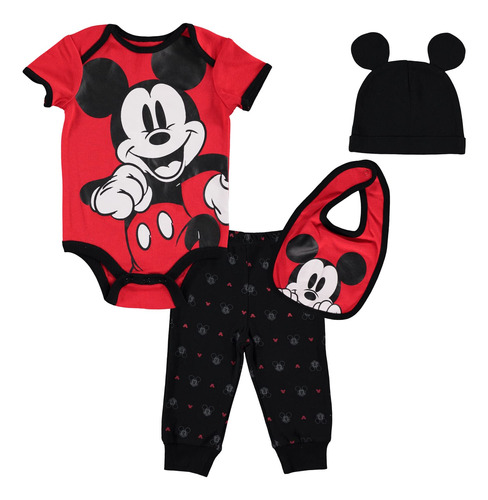 Mickey Mouse - Conjunto De 4 Piezas: Body Y Pantalones Con .