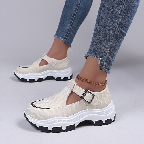 Zapatos De Mujer De Suela Gruesa Casual Y Transpirable [u]