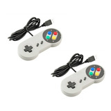 2x Control Joystick Usb Tipo Consola Retro 16-bits 8 Botones