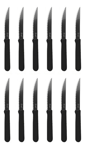 Cuchillo Mango Plastico Negro Carol Acero Inoxidable X 12 U