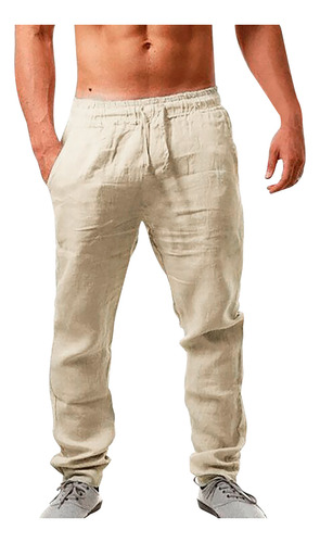 Pantalones Holgados De Lino De Algodón Transpirable Con Cord