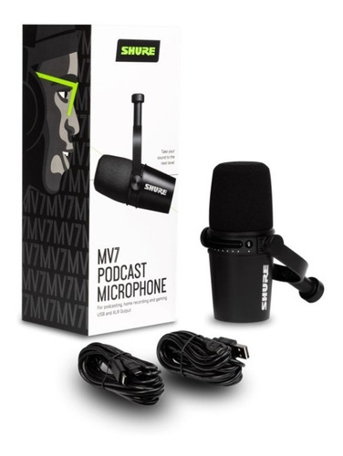 Micrófono Dinámico Salidas Usb Y Xlr Negro Shure Mod Mv7-k 