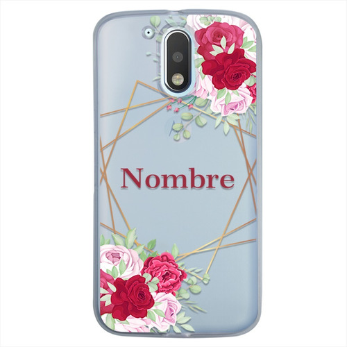 Funda Motorola  Uso Rudo Flores Personalizada Con Tu Nombre