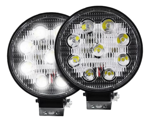 Juego Faro 9 Led 27 Watts Redondo 11.6 Cm Fijo-estrobo