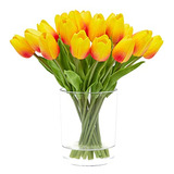 Flores Artificiales En Jarrón, Tulipanes Artificiales Con J