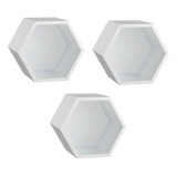Nicho Colméia Hexagonal Com Fundo Mdf Branco 35x30x15 3 Unid