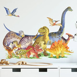 Vinil Decorativo Dinosaurio Carnívoro Paisaje Ventana Niños 