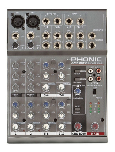 Consola Phonic Am105fx 2 Mic/linea + 4st, Phanton Cuota