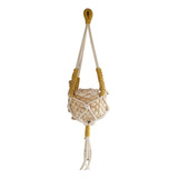 Macrame Hanger Suporte Vaso 80cm Algodão Cru Cor C/ Cachepot