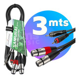 Cable Stereo Para Audio 2 Rca A 2 Cannon Canon Xlr Hembra 3m