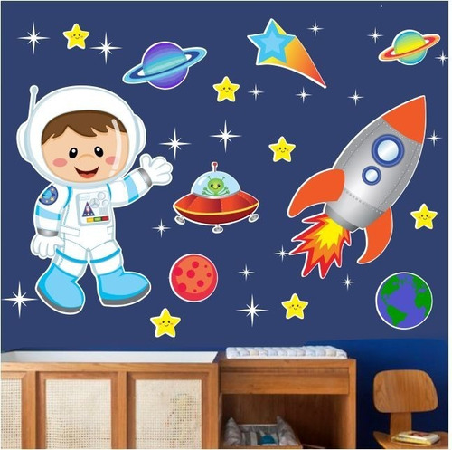 Adesivo De Parede Infantil Astronauta Menino - Grande