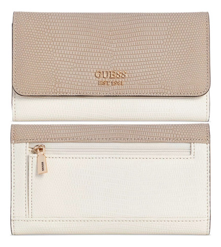 Cartera Guess Original D Mujer Blanco Y Beige Billetera Dama