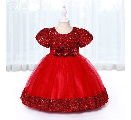 Vestido De Niña Con Lentejuelas Y Tul Hinchado Para Princesa