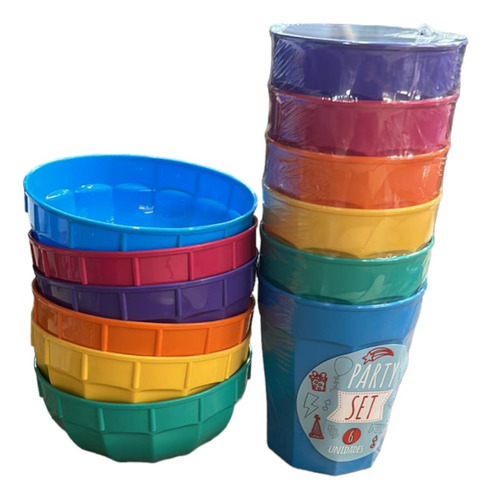 Compoteras Plásticas + Vasos Plásticos Faceteados X24 