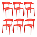 6 Cadeiras Moderna Design Chifre Apoio Braços Várias Cores