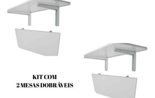 Kit 2 Mesa Dobráveis Branco Suporta Até 30kg Retrátil Parede