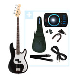 Combo De Bajo Electrico Completo Afinador + Funda + Cable + 