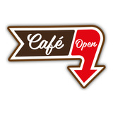 Placa Quadro Flecha Café Open - Decoração