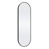 Espelho Oval Inteiro Com Moldura Laca Metal 1,70x0,50 Luxo Cor Da Moldura Preto