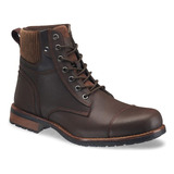 Bota Moda W46467pr Vaca Ojal Metal Cosido Café Laboral