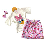 Conjunto Margarida T-shirt + Shorts Saia Meninas Infantil