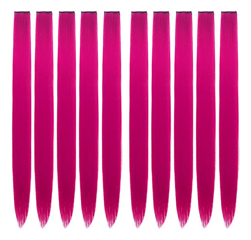 Pinzas De Extensión De Cabello, 10 Piezas En Fucsia De 20 .